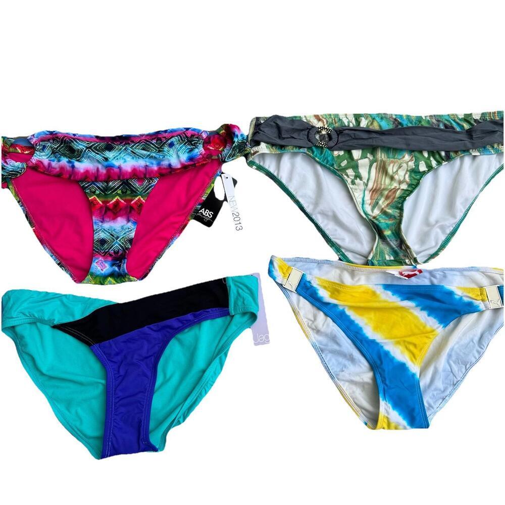 Lot Of 4 New  Swimsuit Bikini Bottoms Sz Womens L Large Melani Abs